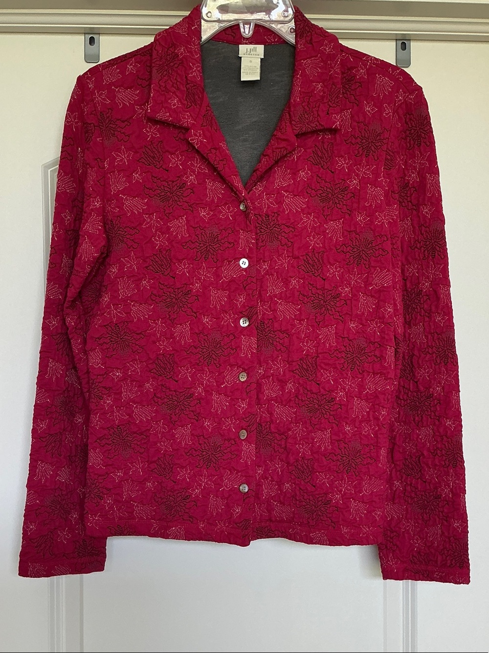 J Jill Red Button-Front Lightweight Long-Sleeve Top * S